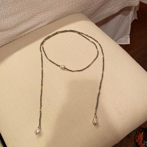 gold and pearl wrap necklace